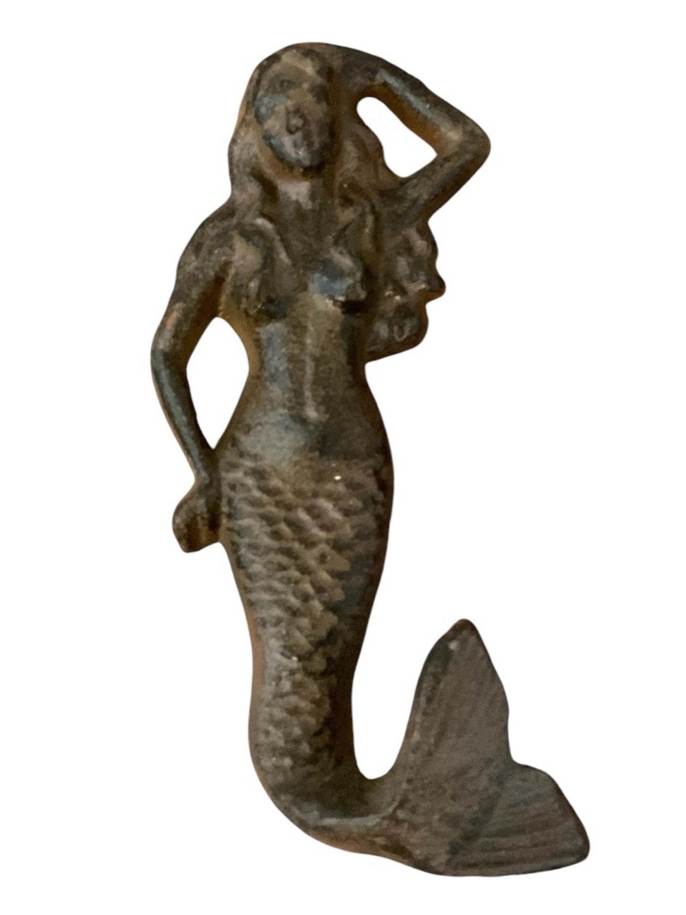 Rustic Cast iron Mermaid Wall Hook - Brown